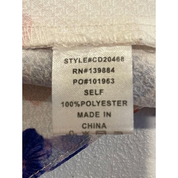 A.PEACH Womens Floral One Shoulder Mini Dress CD20468 White Blue Size Small - Picture 8 of 9